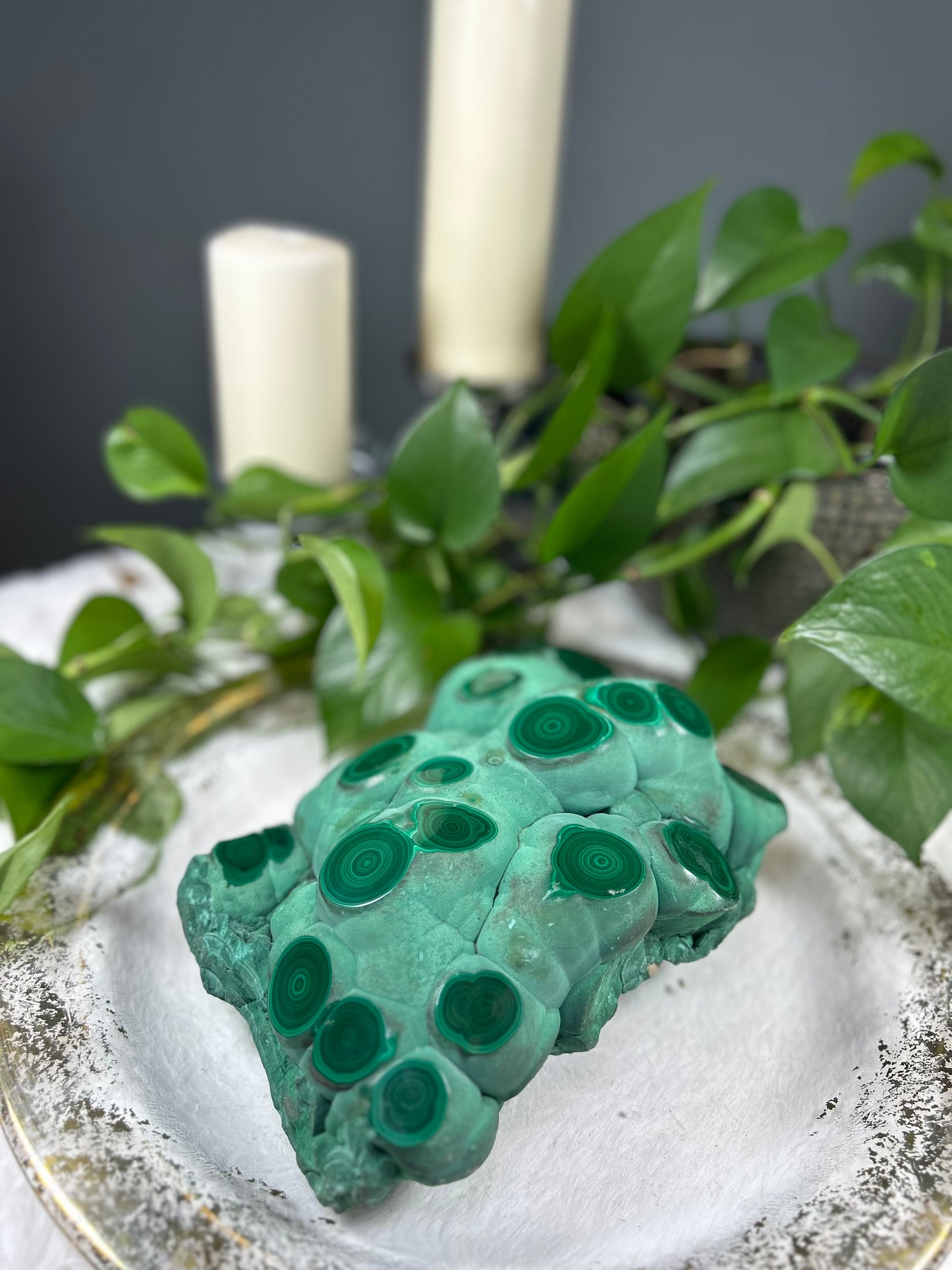 XX-large GIANT half raw half polished malachite statement piece (must handle with gloves) - 13.6 pounds (10in x 7in x 5in)