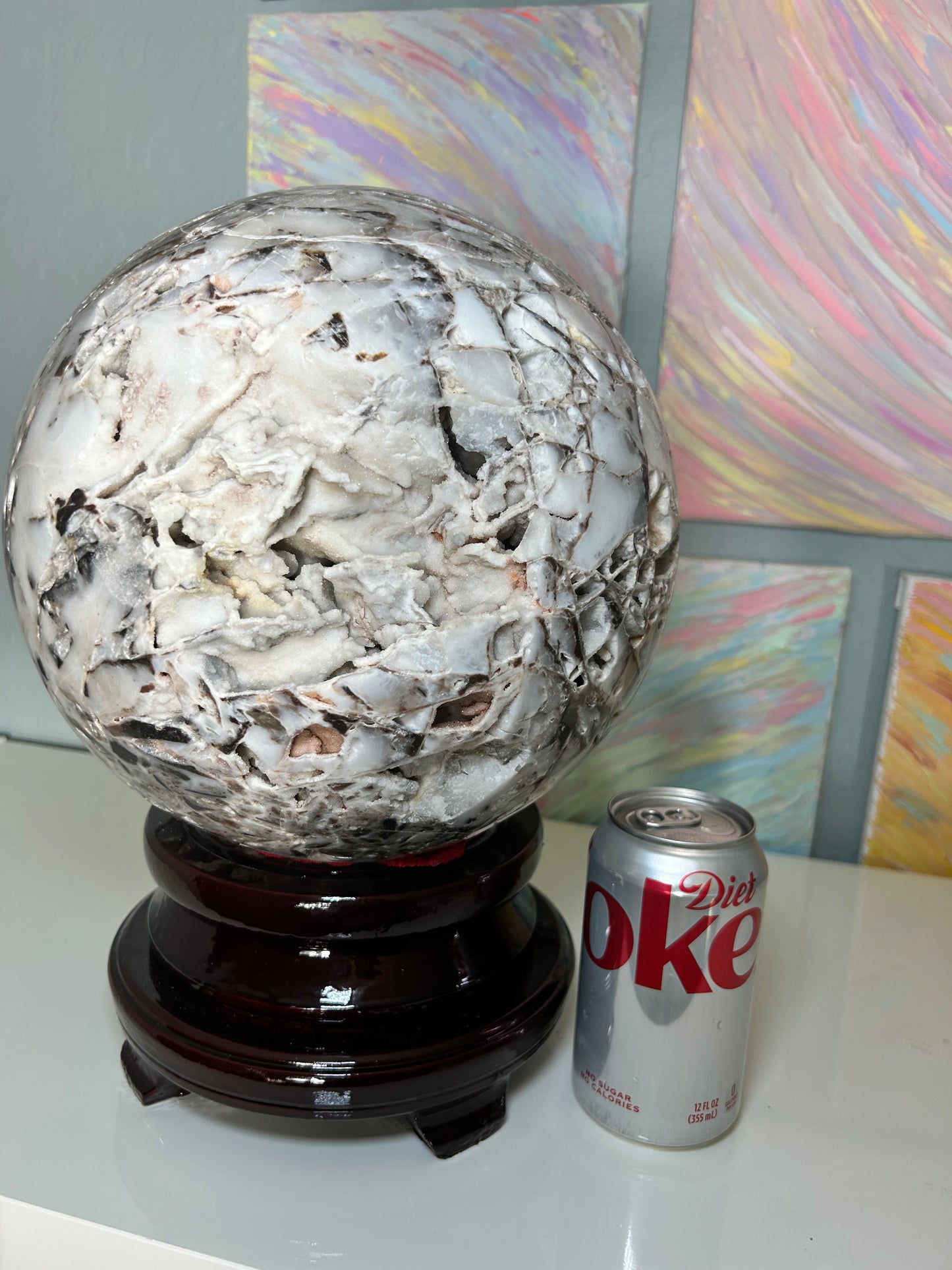 XX-large raw sugar druzy 100% natural sphalerite sphere - 39 pounds