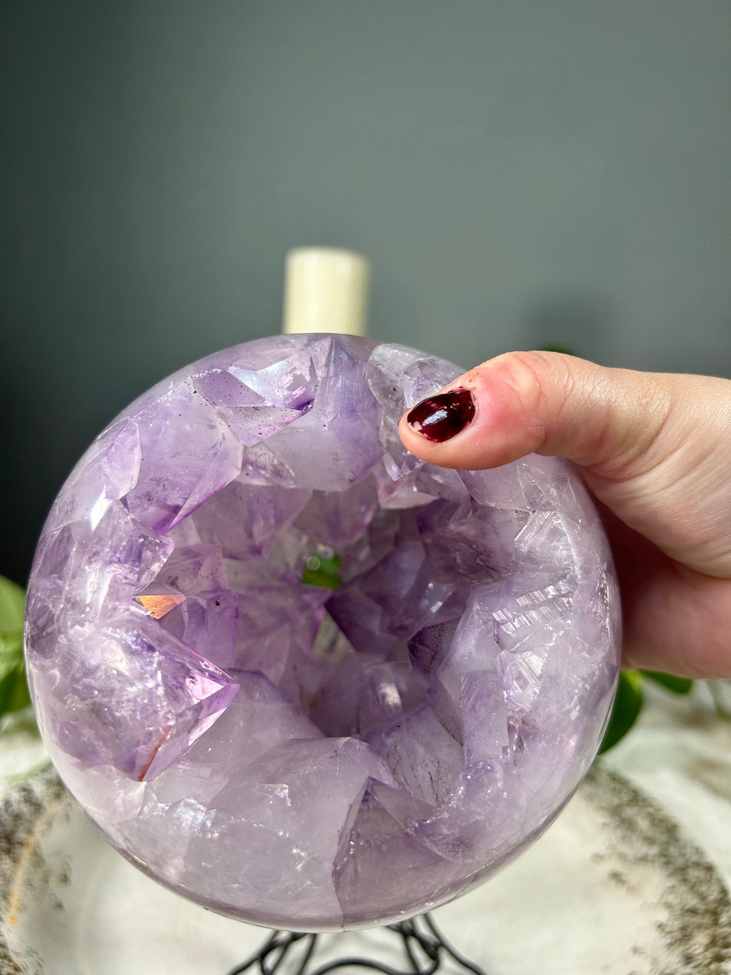 Large light purple Brazilian amethyst raw druzy sphere - 6.105 pounds (5.5 inches)