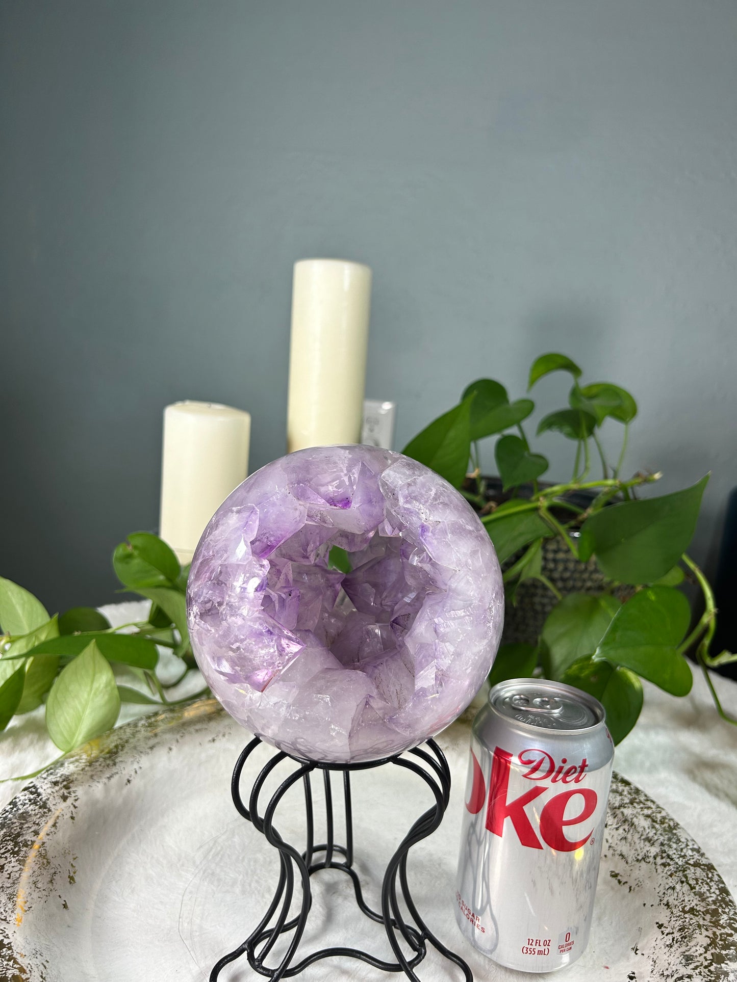 Large light purple Brazilian amethyst raw druzy sphere - 6.105 pounds (5.5 inches)