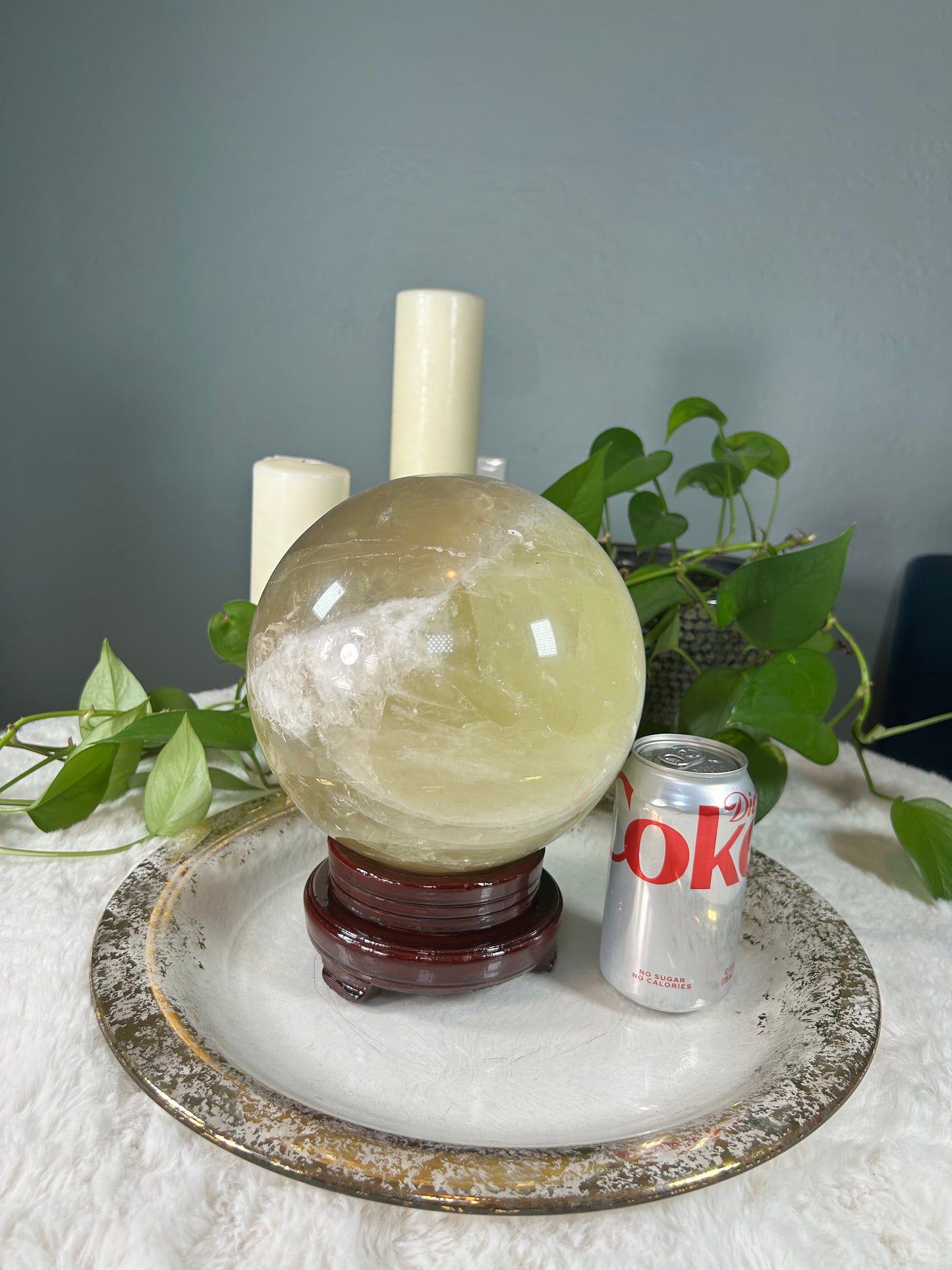 XX-large smoky quartz citrine sphere with rainbows (heat treated) - 22.915 pounds (7inches)