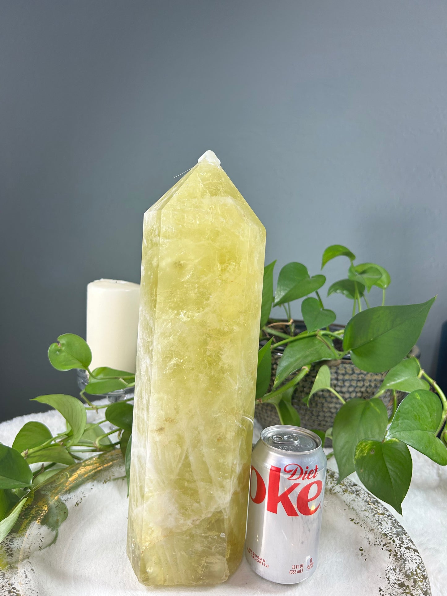 X-Large THICK/WIDE citrine / lemon quartz crystal tower point (heat treated)- 12.08 pounds (4.5in x 15in x 3in)