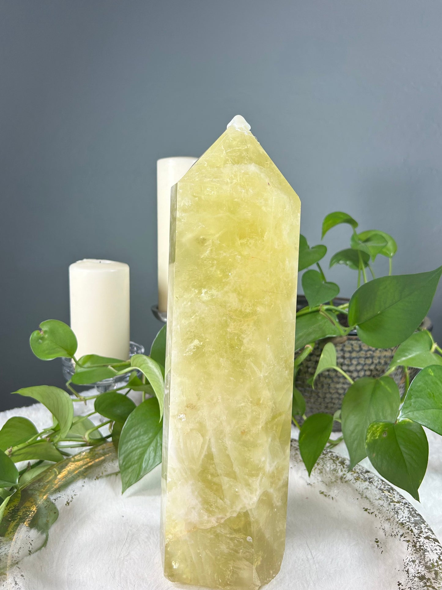 X-Large THICK/WIDE citrine / lemon quartz crystal tower point (heat treated)- 12.08 pounds (4.5in x 15in x 3in)
