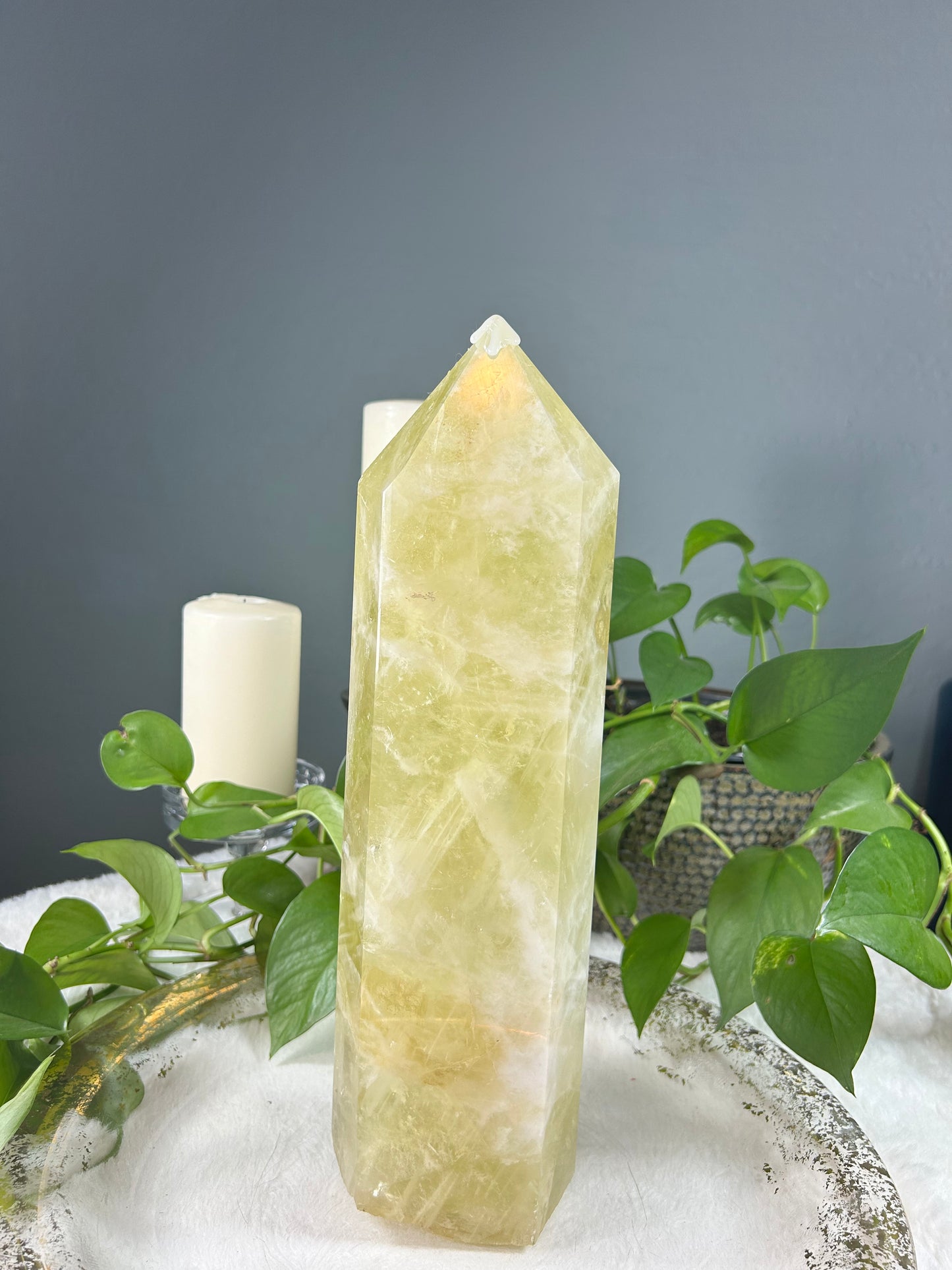 X-Large THICK/WIDE citrine / lemon quartz crystal tower point (heat treated)- 12.08 pounds (4.5in x 15in x 3in)