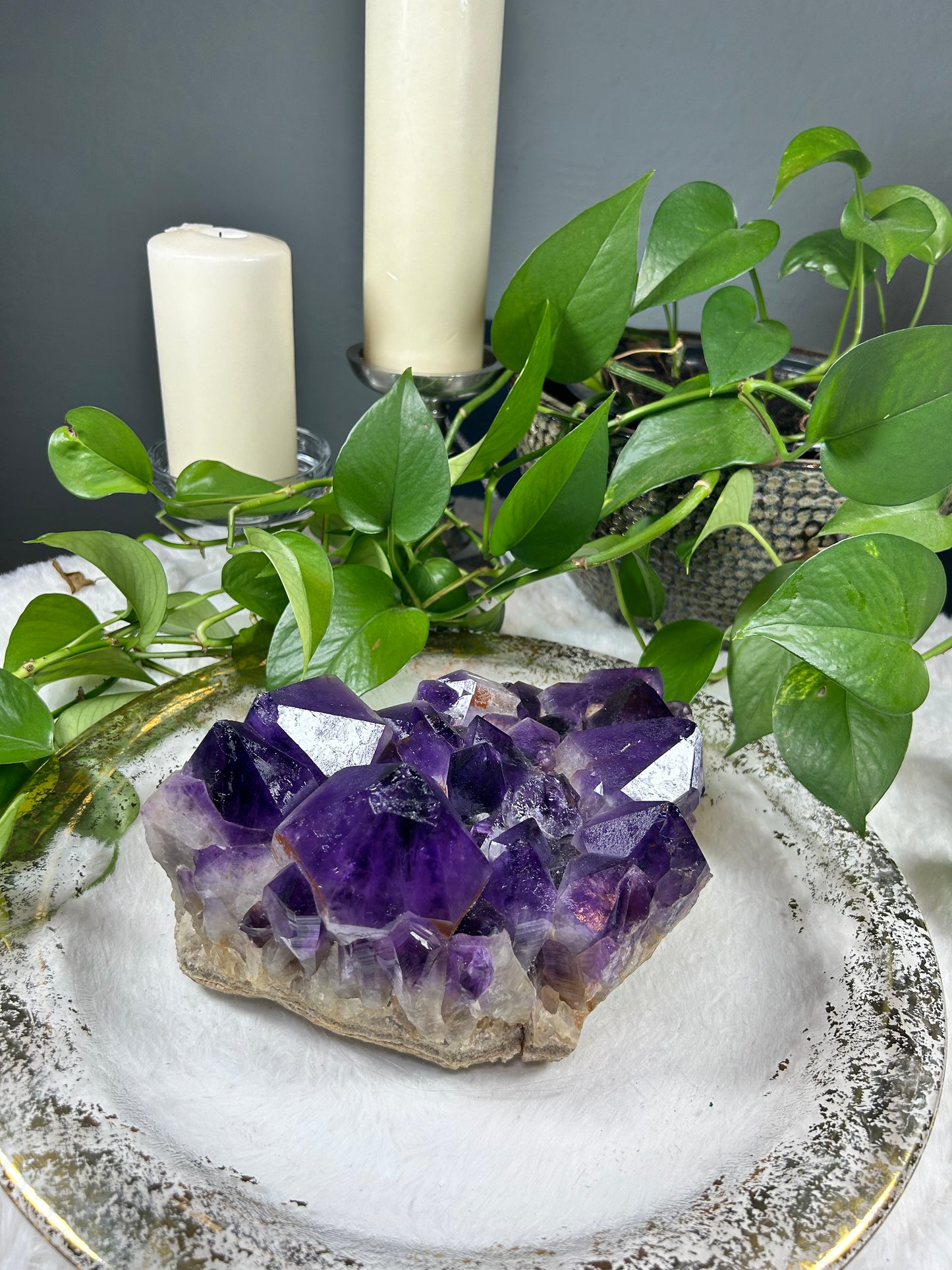 X-Large Teeth Wand Amethyst Raw/Geode Cluster- 9.82lbs pounds (9in x5 inches)