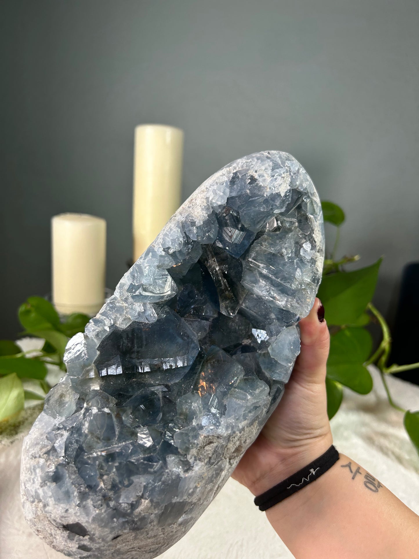 Large Celestite / Celestine raw standing free form crystal- 10.215 pounds