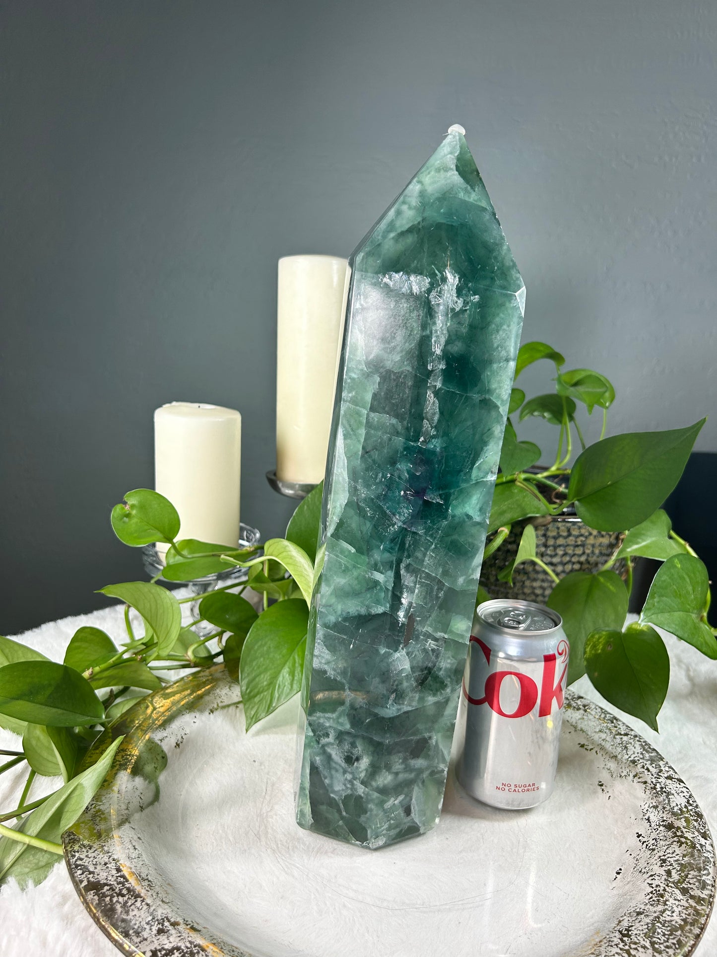 Medium 100% natural polished malachite plate show piece (not for consumption) - .55 pounds (5.25 inches)