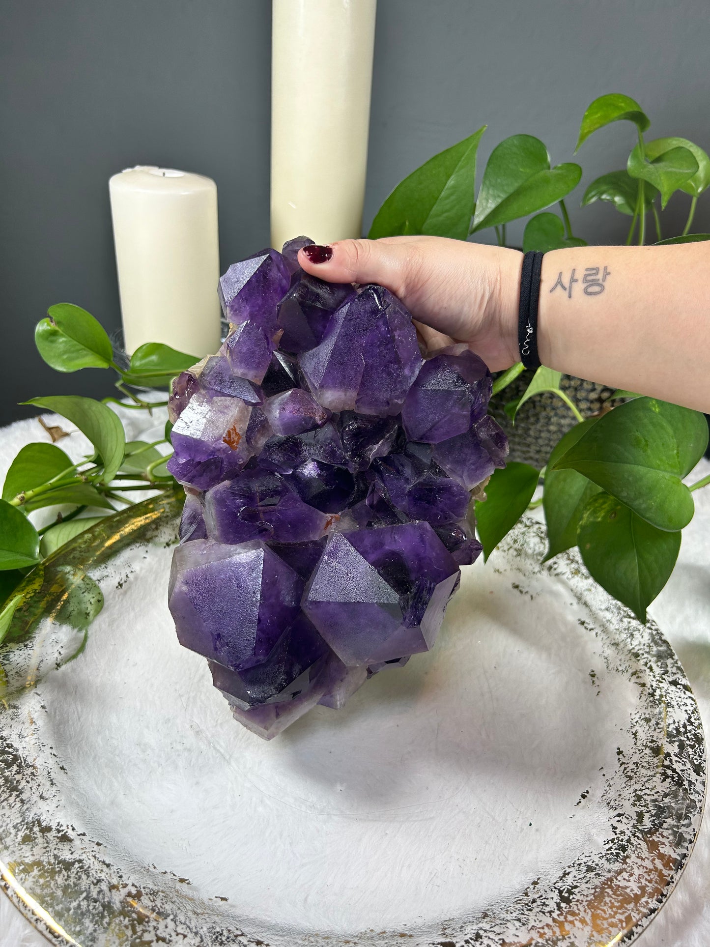 X-Large Teeth Wand Amethyst Raw/Geode Cluster- 9.82lbs pounds (9in x5 inches)