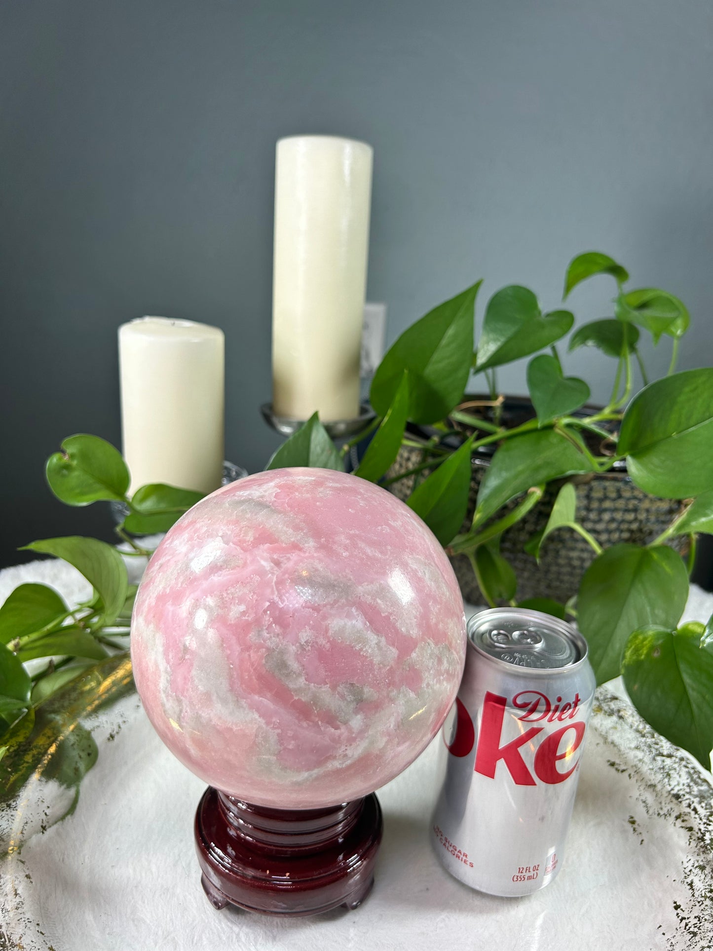 X-Large 100% natural dark pink opal crystal sphere - 9.28 pounds (5.5 inches)