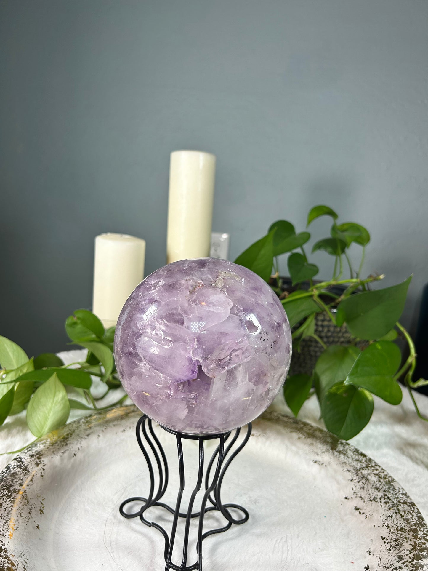 Large light purple Brazilian amethyst raw druzy sphere - 6.105 pounds (5.5 inches)
