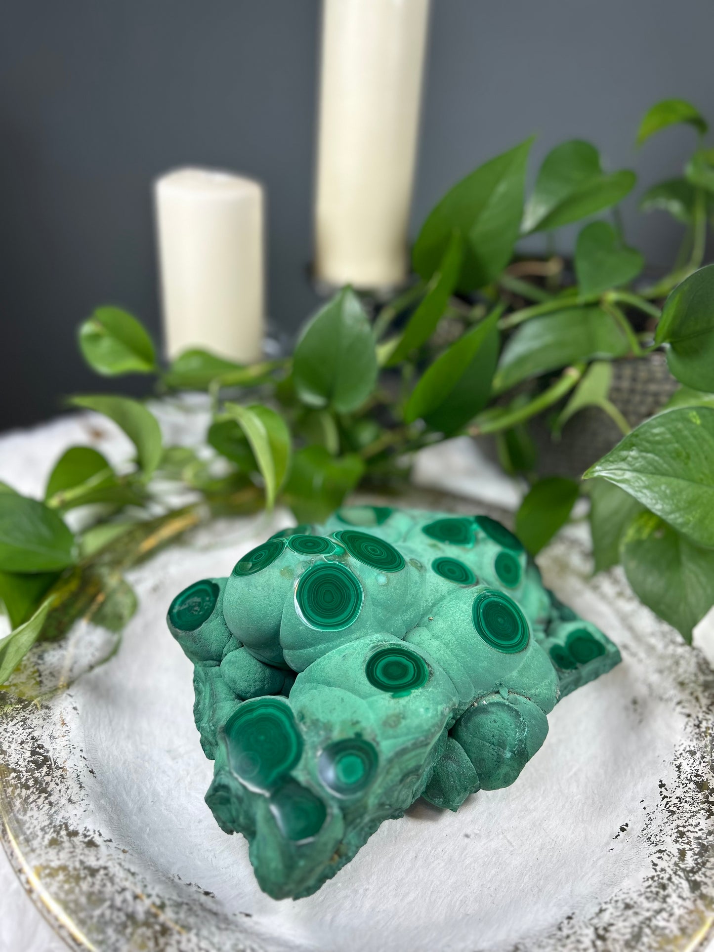 XX-large GIANT half raw half polished malachite statement piece (must handle with gloves) - 13.6 pounds (10in x 7in x 5in)