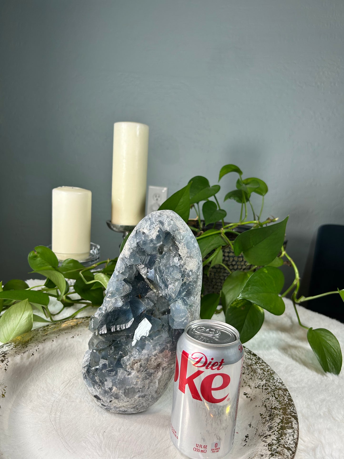 Large Celestite / Celestine raw standing free form crystal- 10.215 pounds