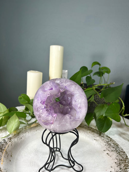 Large light purple Brazilian amethyst raw druzy sphere - 6.105 pounds (5.5 inches)