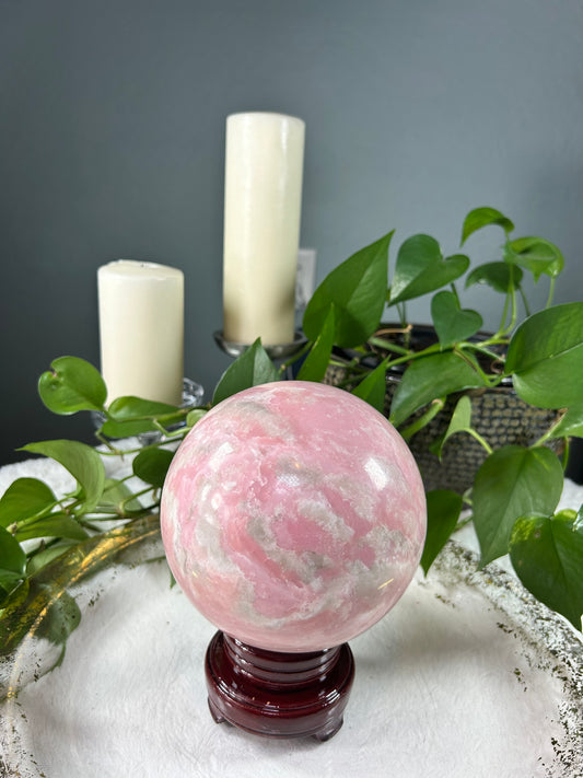 X-Large 100% natural dark pink opal crystal sphere - 9.28 pounds (5.5 inches)