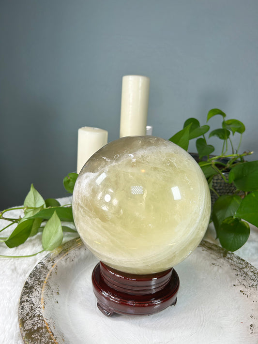 XX-large smoky quartz citrine sphere with rainbows (heat treated) - 22.915 pounds (7inches)