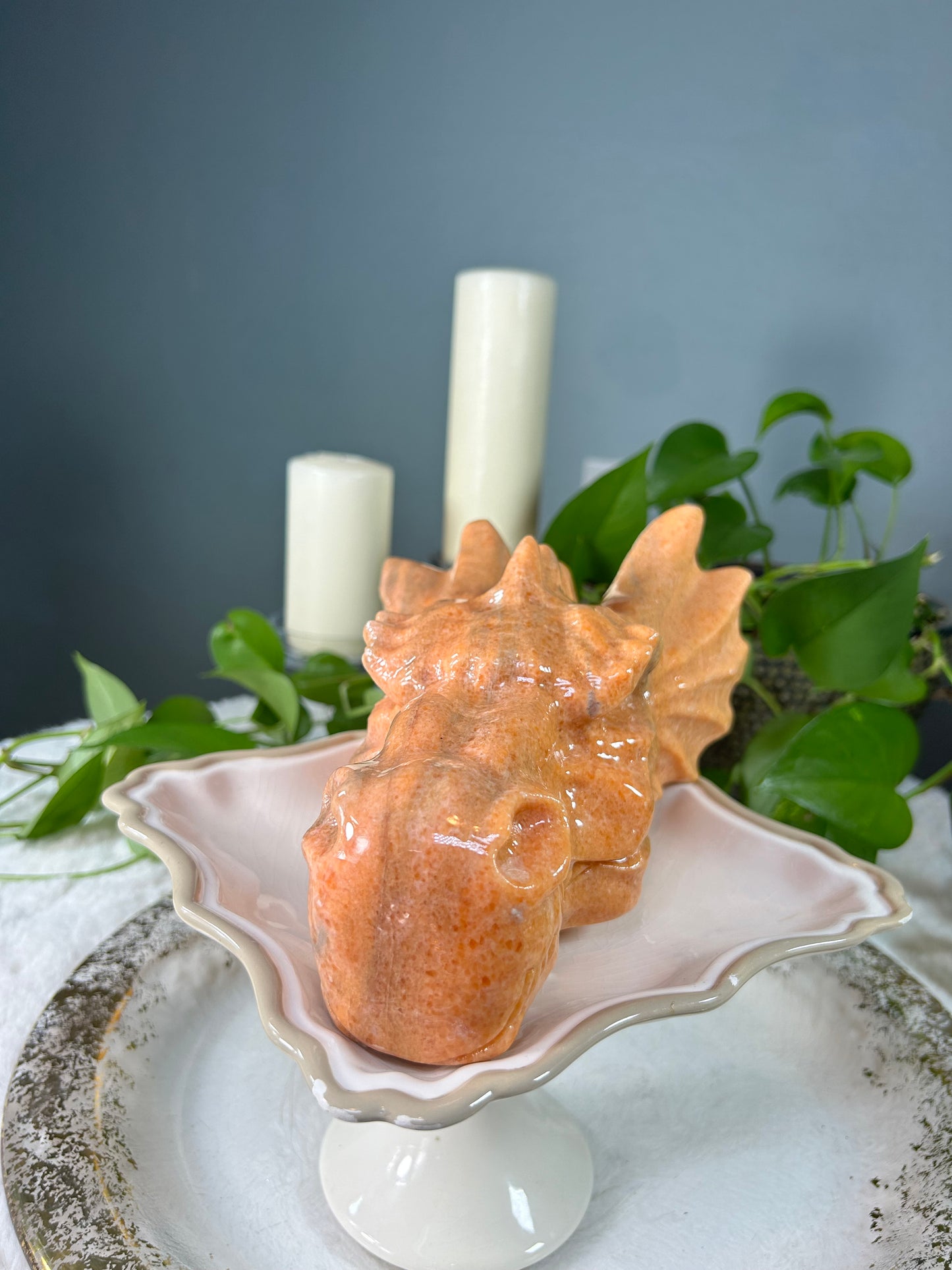 X-Large sunstone dragon head - 7.68 pounds (9.5in x 6.5in x 4in)