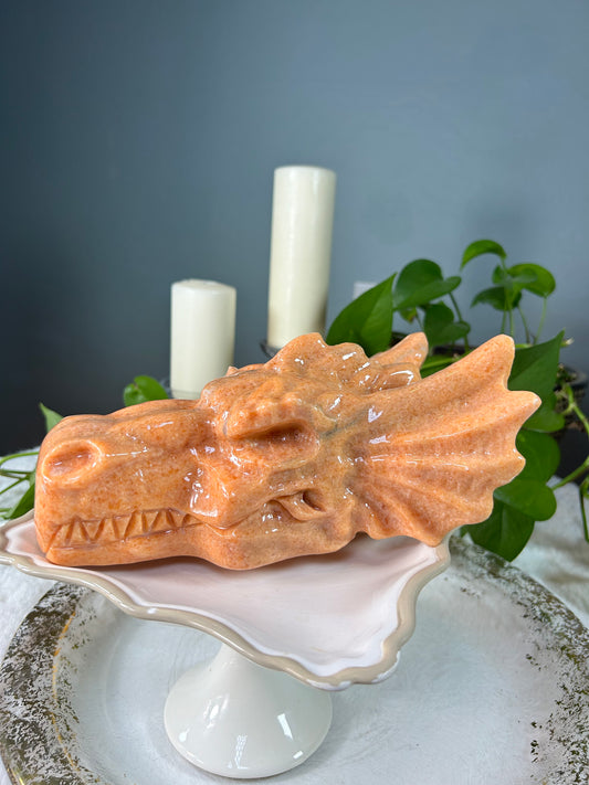 X-Large sunstone dragon head - 7.68 pounds (9.5in x 6.5in x 4in)