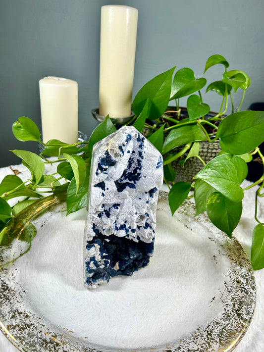 X-large blueberry fluorite tower - 5.125lbs (8.5in x 3.75in x 2.5in)